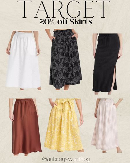 Target is having a sale🎉 20% off select women’s styles. These skirts are perfect for vacation! 

Target circle deals, A New Day skirts, women’s skirts, Universal Thread skirts, Maxi skirts 