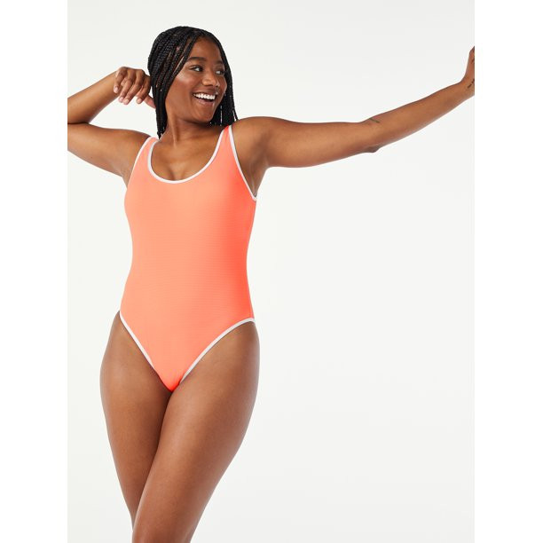 Love & Sports Women's Textured One-Piece Swimsuit | Walmart (US)