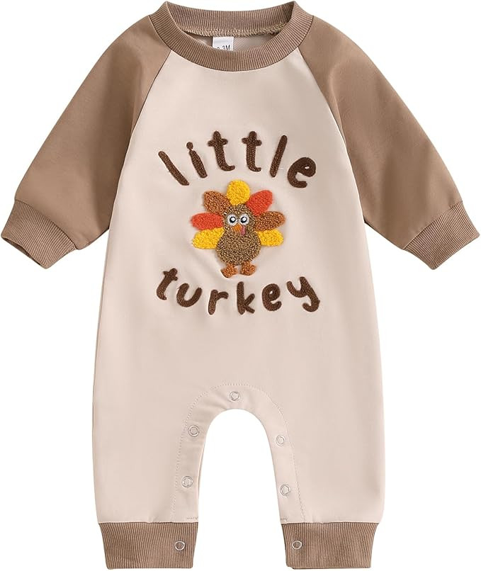 FYBITBO Thanksgiving Baby Boy Girl Outfit Little Turkey Jumpsuit Romper Newborn Onesie My First T... | Amazon (US)