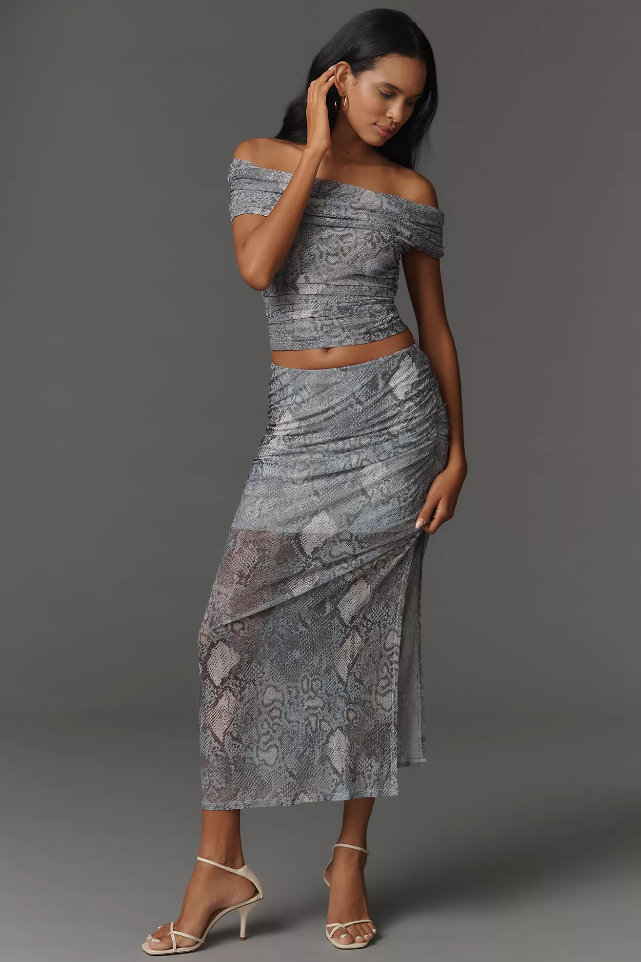 The Aleda Mesh Ruched Maxi Skirt by Maeve | Anthropologie (US)