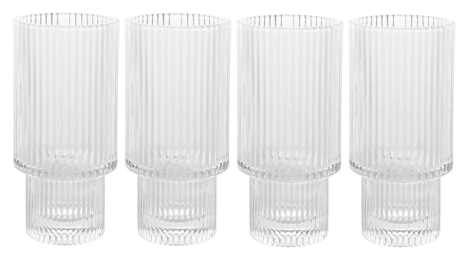 Vintage Art Deco Fluted Drinking Glasses - 11 oz Modern Kitchen Glassware Set - Unique Vintage Ar... | Walmart (US)