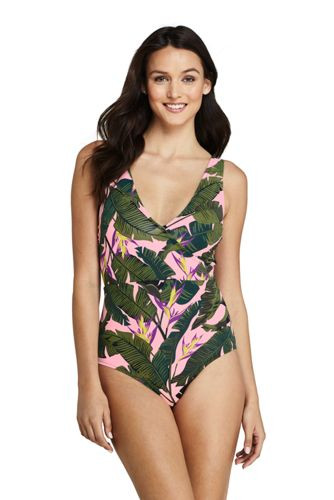 Women's V-neck One Piece Swimsuit Print | Lands' End (US)