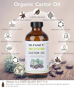 Castor Oil Organic Cold Pressed Unrefined Glass Bottle (8fl.oz/237ml), Castor Oil Pack Wrap Organ... | Amazon (US)