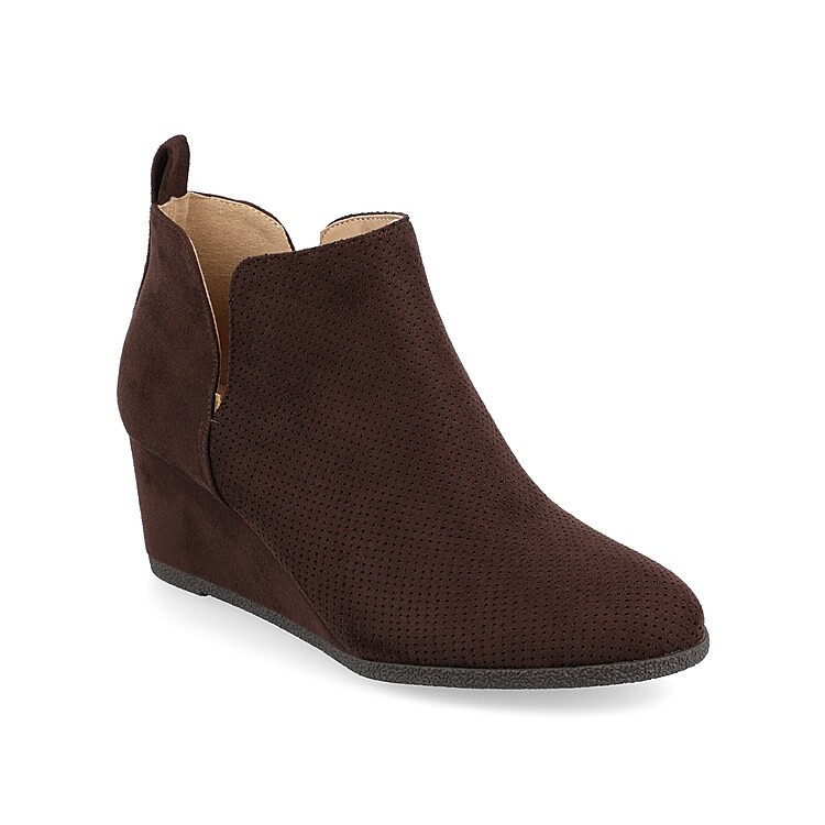 Journee Collection Mylee Wedge Bootie | Women's | Dark Brown | Size 5.5 | Boots | Wedge | DSW