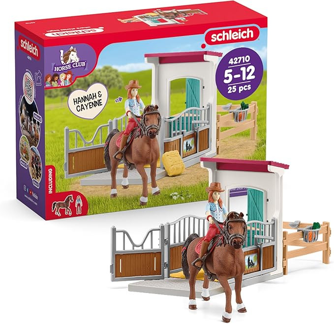 Schleich Horse Club - 25PC Hannah and Cayenne Horse Toy Stall Playset with Accessories - Customiz... | Amazon (US)
