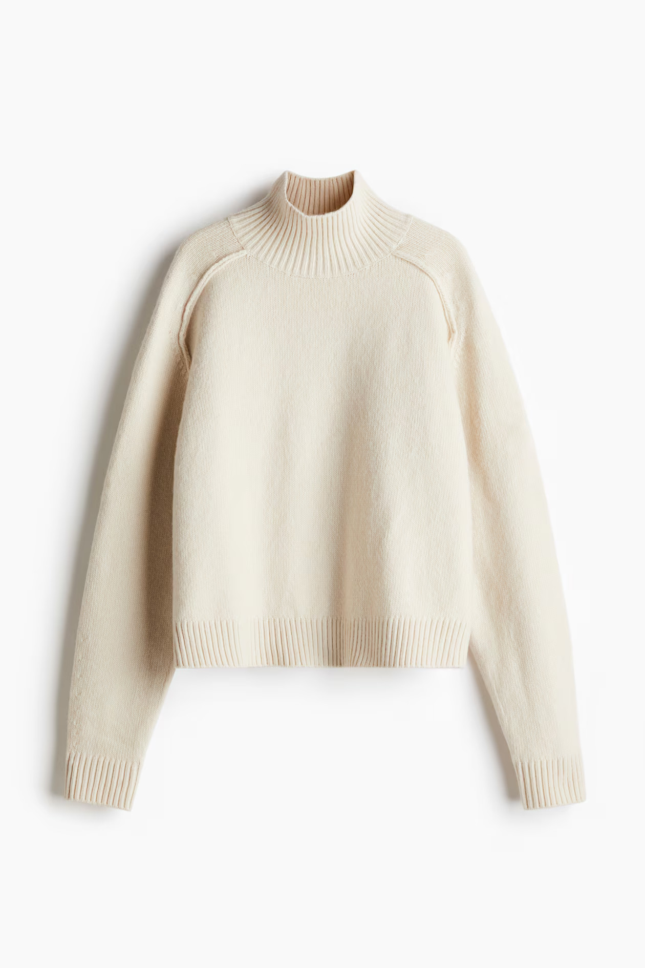 Mock Turtleneck Sweater - Turtleneck - Long sleeve - Taupe melange - Ladies | H&M US | H&M (US + CA)