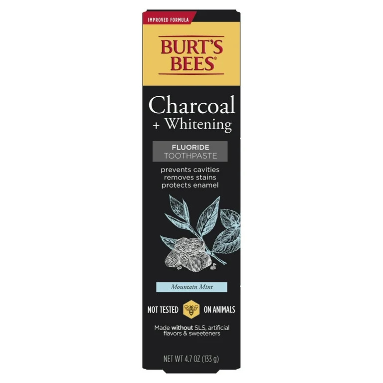 Burt's Bees Toothpaste, Natural Flavor, Charcoal with Fluoride Toothpaste, Mountain Mint, 4.7 oz ... | Walmart (US)