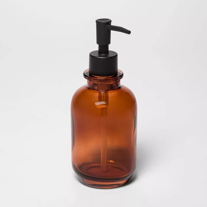 Apothecary Glass Soap/Lotion Dispenser Amber - Threshold™ | Target