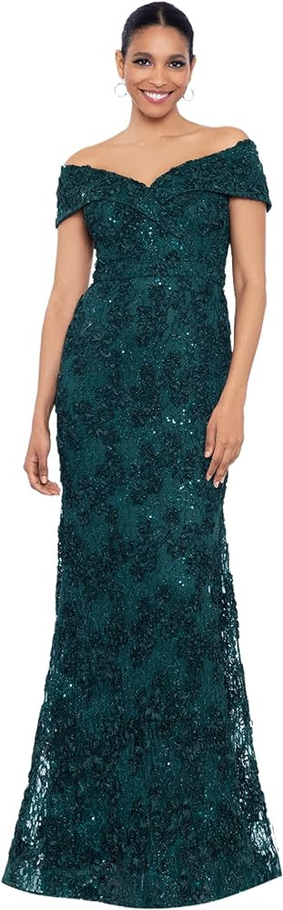 Xscape womens Off the Shoulder Sweetheart Neckline Long Lace Dress (Standard & Petite) Special Oc... | Amazon (US)