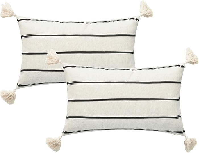 Hofdeco Premium Modern Boho Moroccan Indoor Outdoor Lumbar Pillow Cover Only, 12"x20" Water Repel... | Amazon (US)