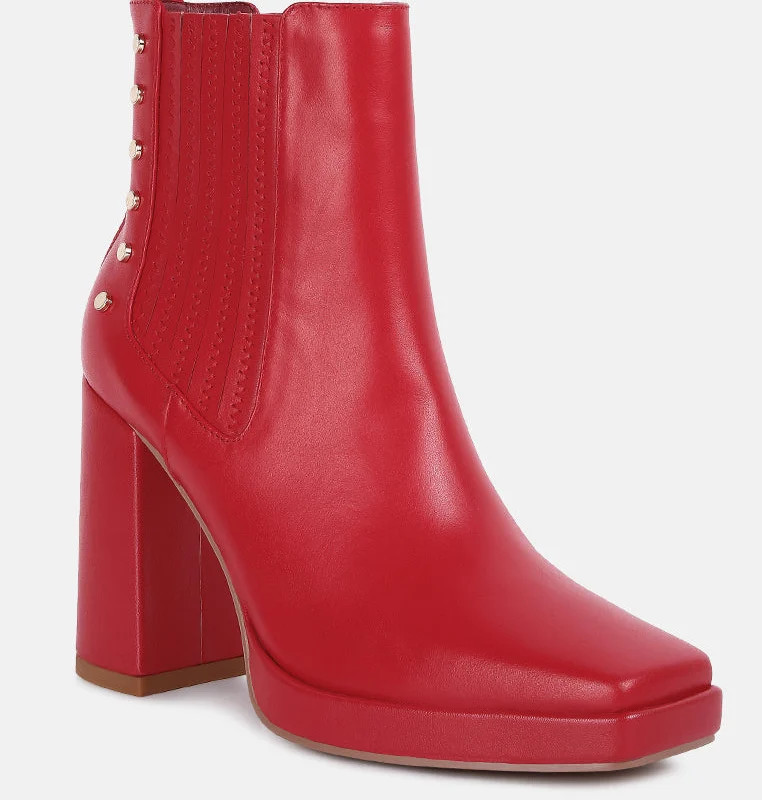Rag & Co Grape Vine High Heeled Leather Boot In Red - Red - US 5 | Verishop