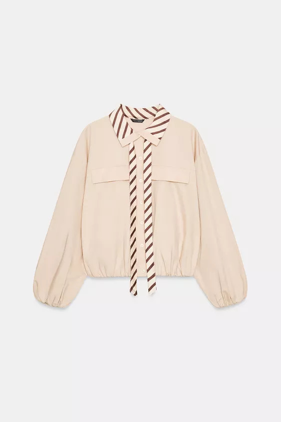 CONTRAST COLLAR POPLIN SHIRT | Zara US