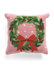 16x16 Ribbon And Wreath Hooked Pillow | Throw Pillows | Marshalls | Marshalls