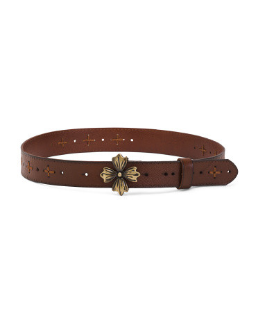 Leather Astrid Belt With Signature Floret Buckle | Marshalls
