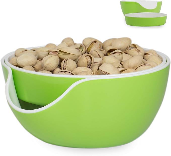 Pistachio Bowl, Snack Serving Dish, Double Peanut Bowl with Seeds Shell Storage, Green | Amazon (US)