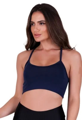 Top Academia Alça Fina Fitness Nadador sem Bojo Liso Terra e Mar Marinho | Dafiti (BR)