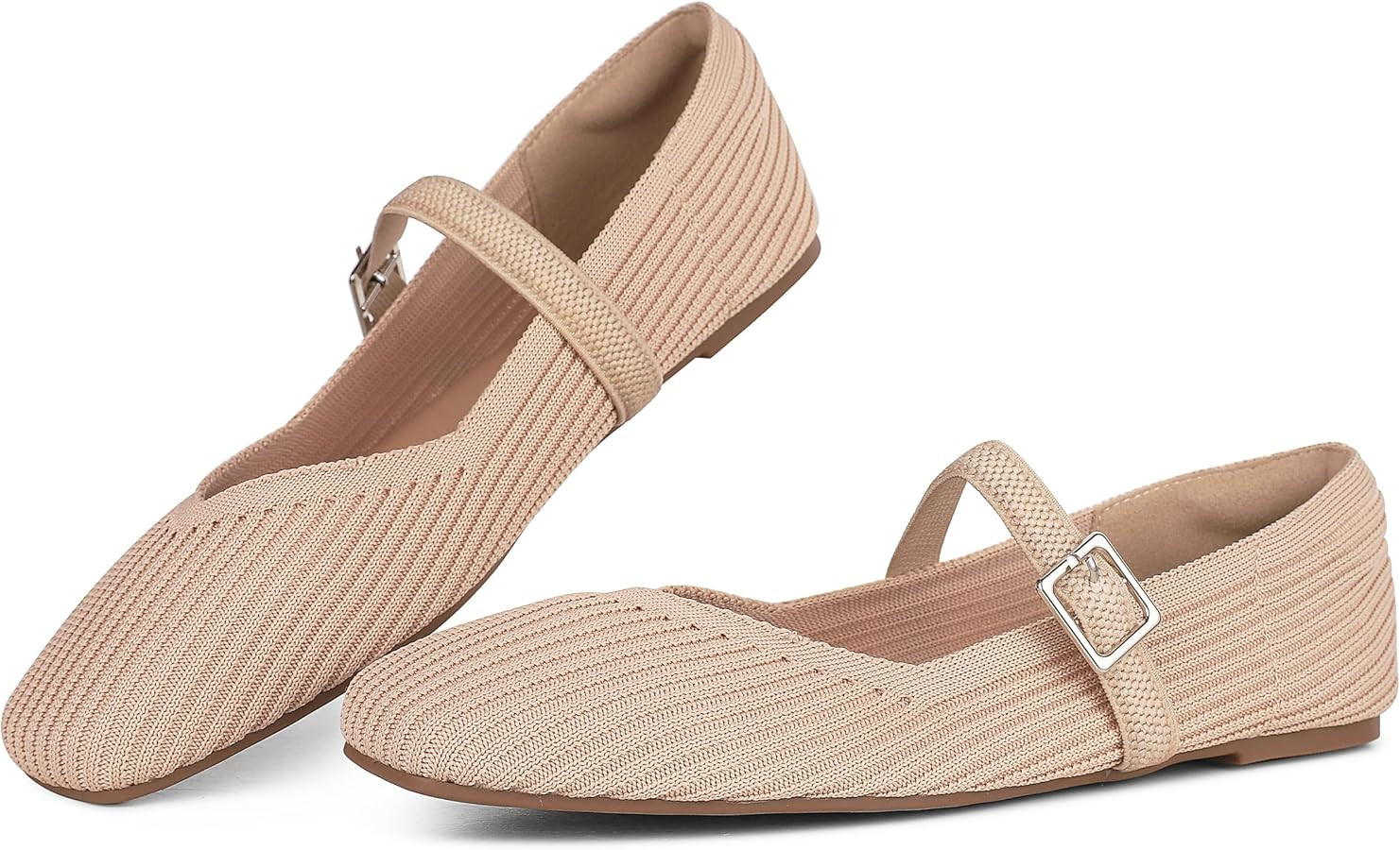 CELNEPHO Flats for Women Square Toe Ballet Flats Shoes Comfortable Dressy Knit Flats for Women Ar... | Amazon (US)