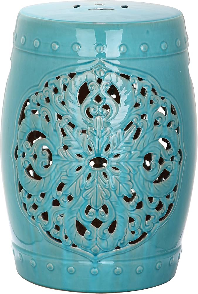 Safavieh Flora Glazed Ceramic Decorative Garden Stool, Blue | Amazon (US)