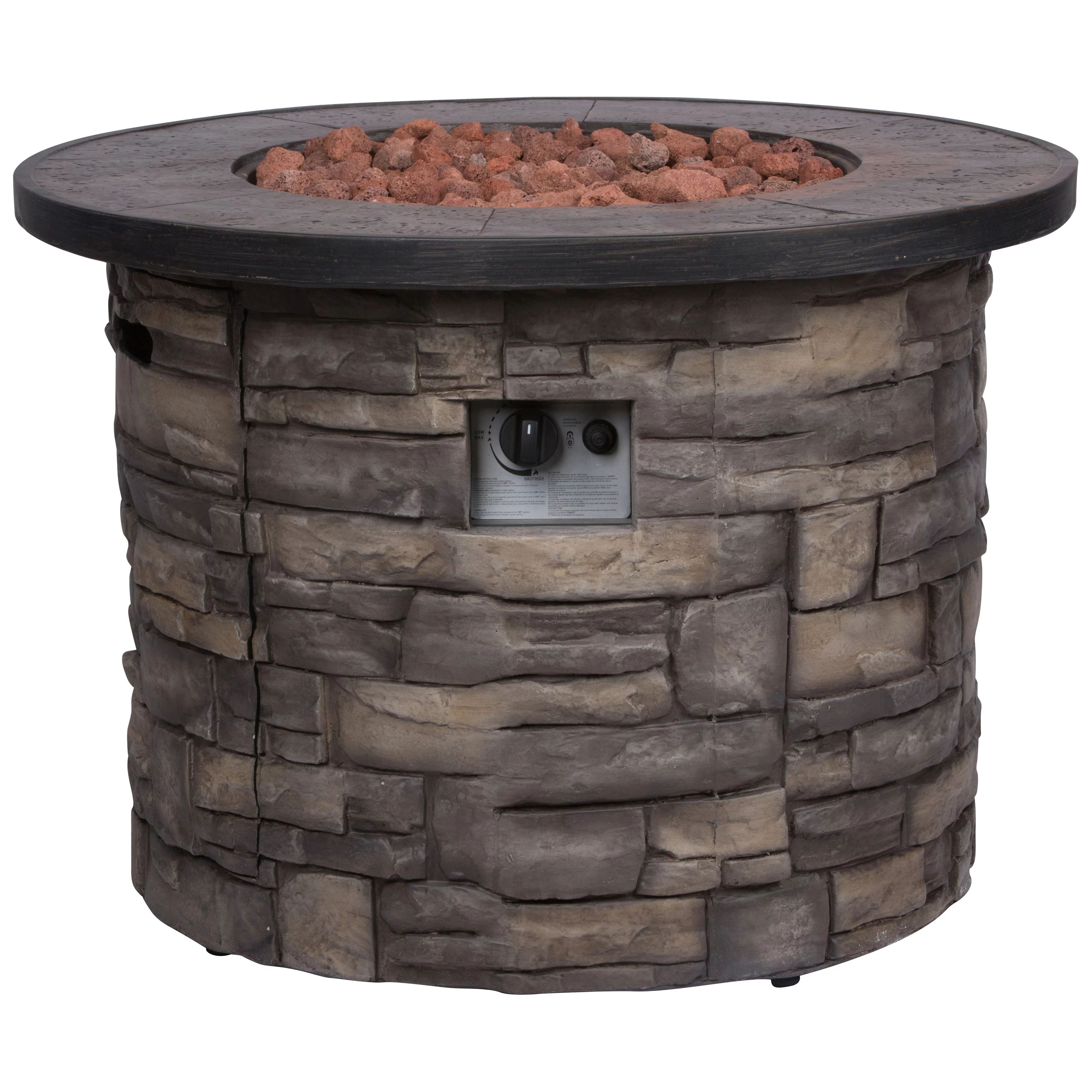 Shine Company Sevilla 35 in. Round Outdoor Fire Pit Table - Stone | Walmart (US)