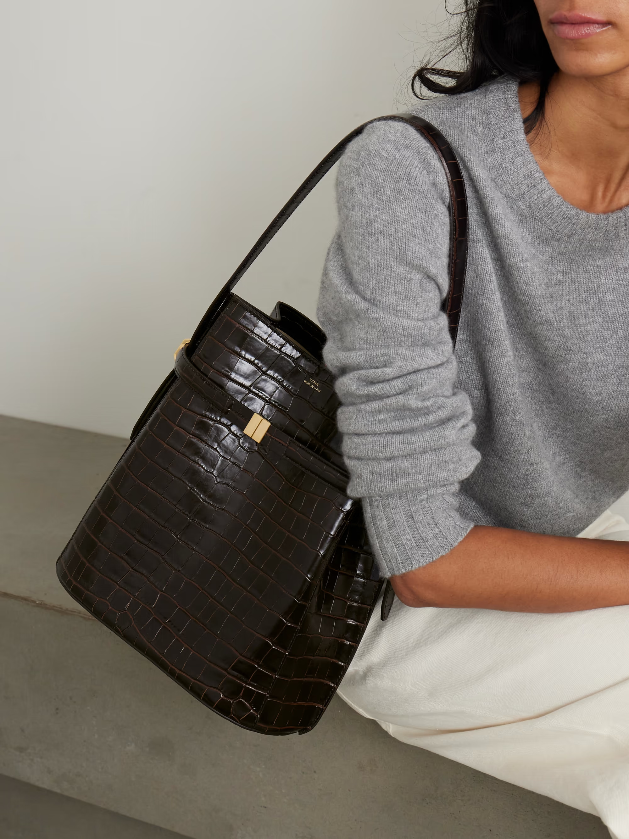 Belted croc-effect leather tote | NET-A-PORTER (UK & EU)