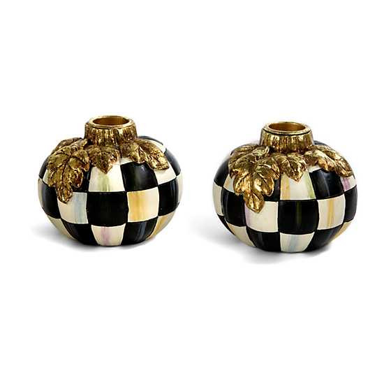 Courtly Check Pumpkin Candlesticks - Set of 2 | MacKenzie-Childs