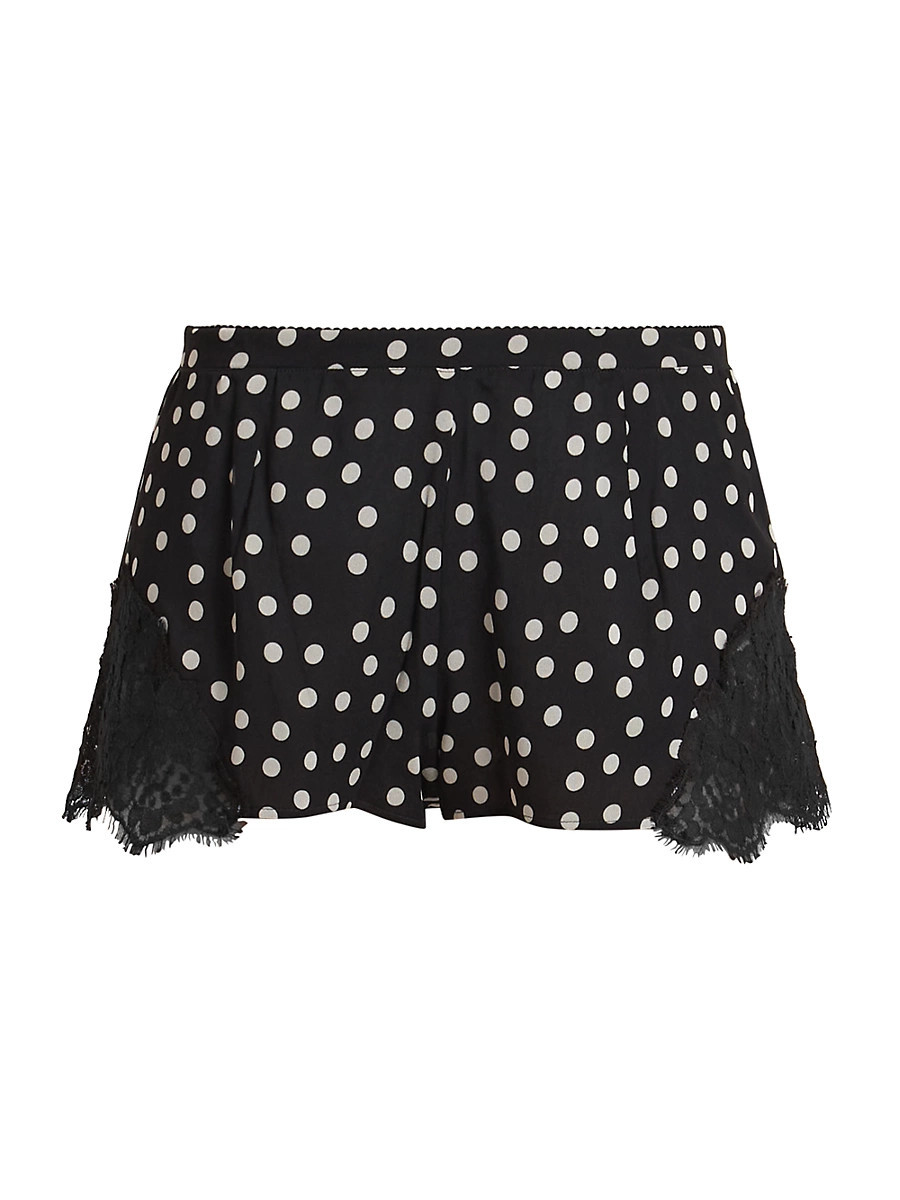Women's Polka Dot Silk-Blend Shorts - Black White - Size Small | Saks Fifth Avenue