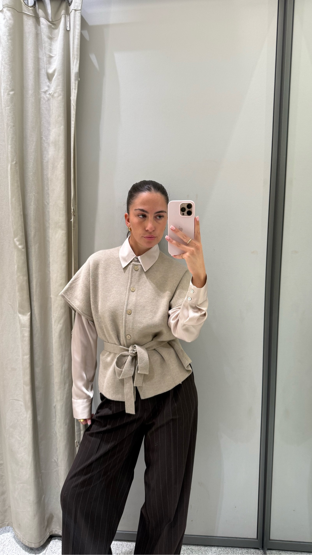 Smart chic - workwear - corporate- pinstripe trouser - cardigan - satin shirt 

#LTKstyletip #LTKworkwear #LTKFashionMonth