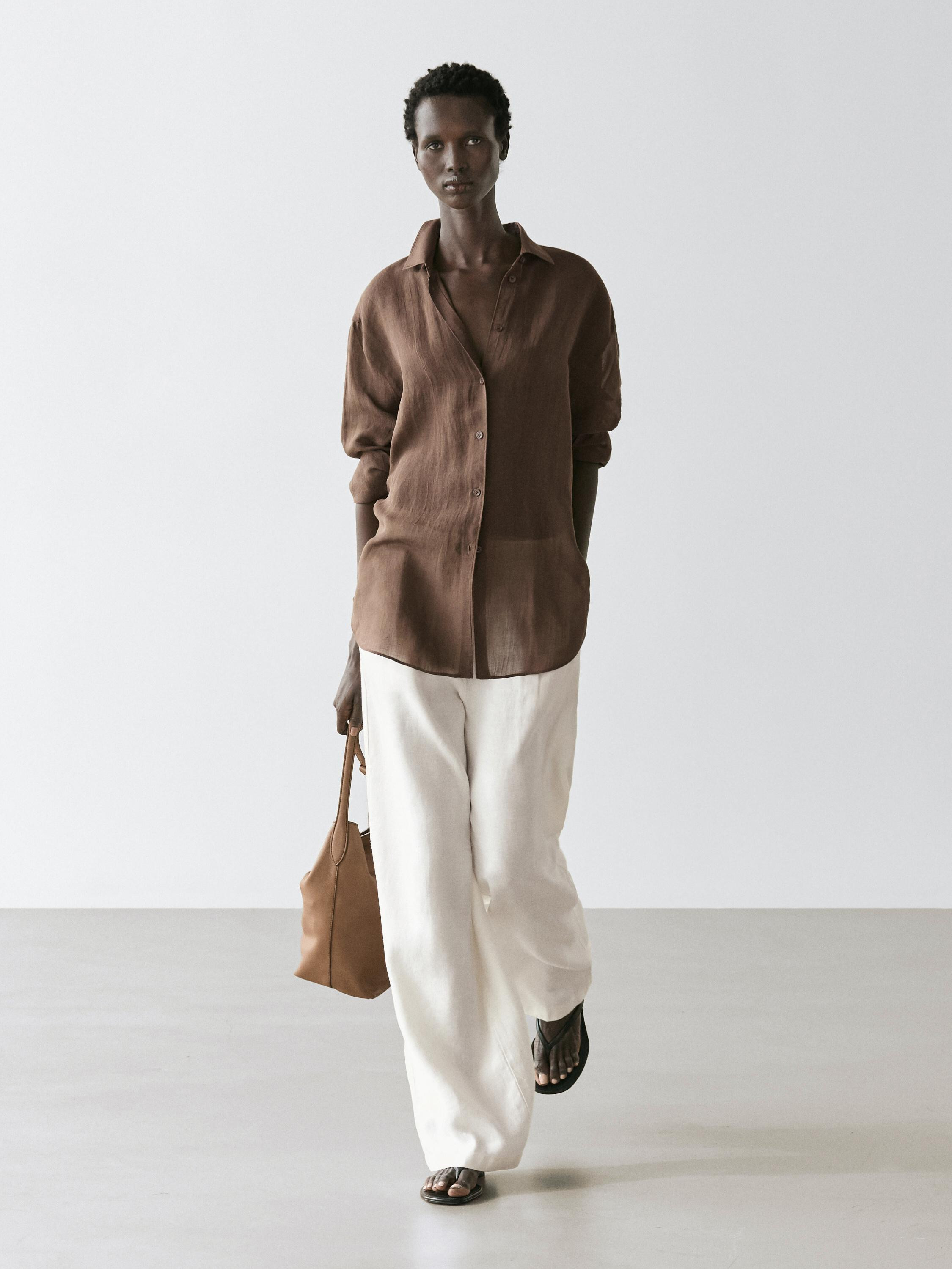 Flowing shirt with shirt collar | Massimo Dutti UK