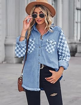 Zilcremo Women Denim Shirt Chambray Collared Jean Shirts Long Sleeve Pocket Button Down Blouses P... | Amazon (US)
