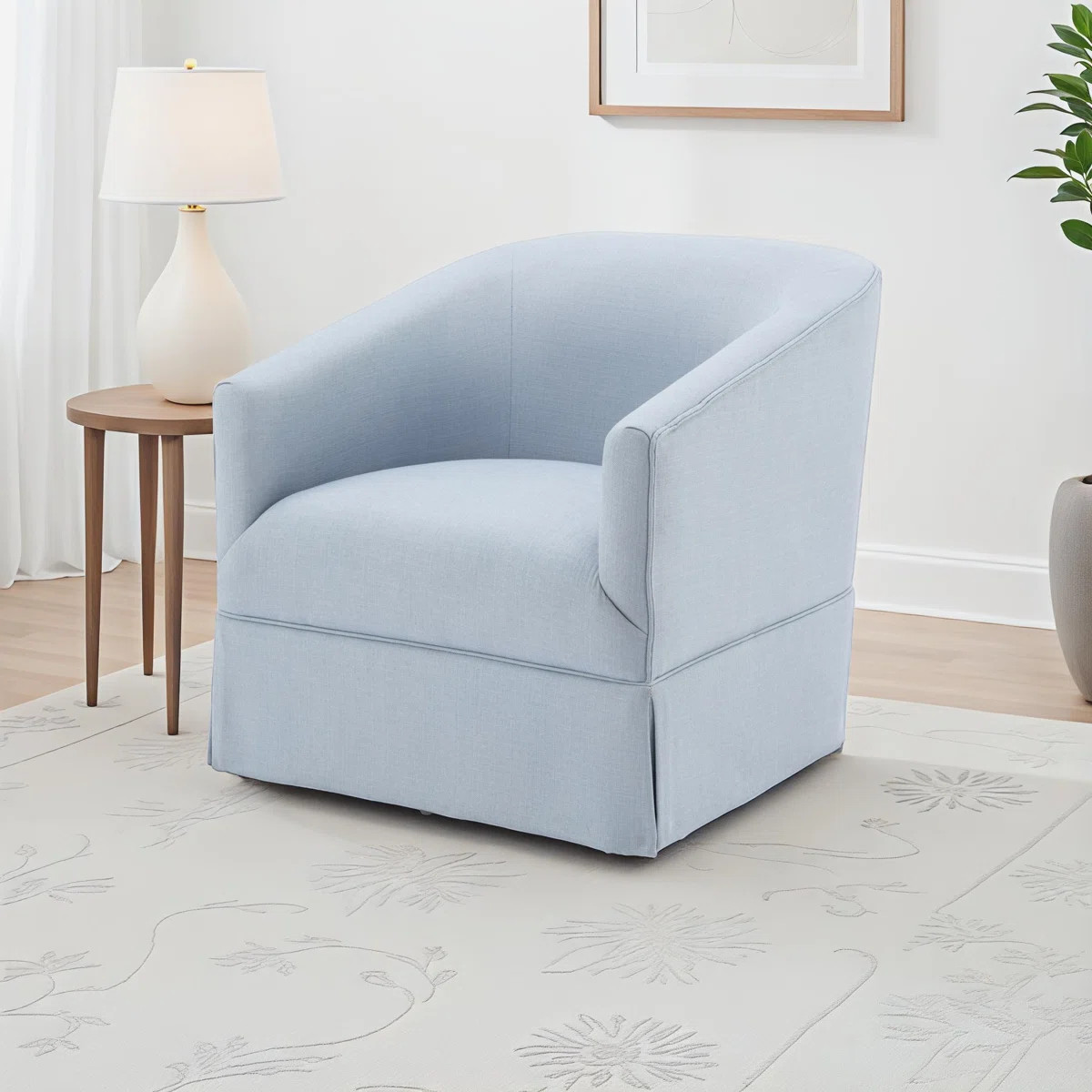 Delaplaine Upholstered Swivel Barrel Chair | Wayfair North America