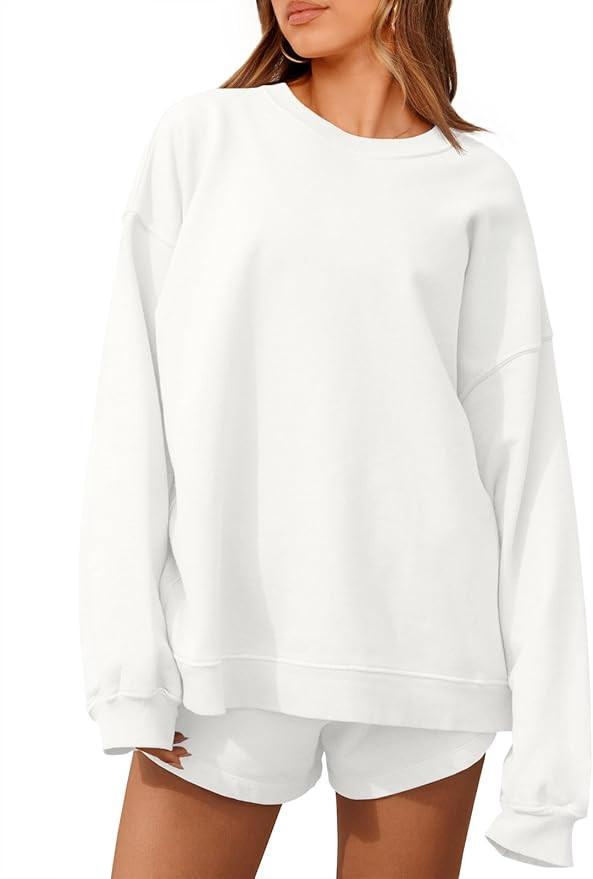 Tankaneo Womens Oversized 2 Piece Outfits Sweatsuit Casual Long Sleeve Crewneck Sweatshirts Sweat... | Amazon (US)