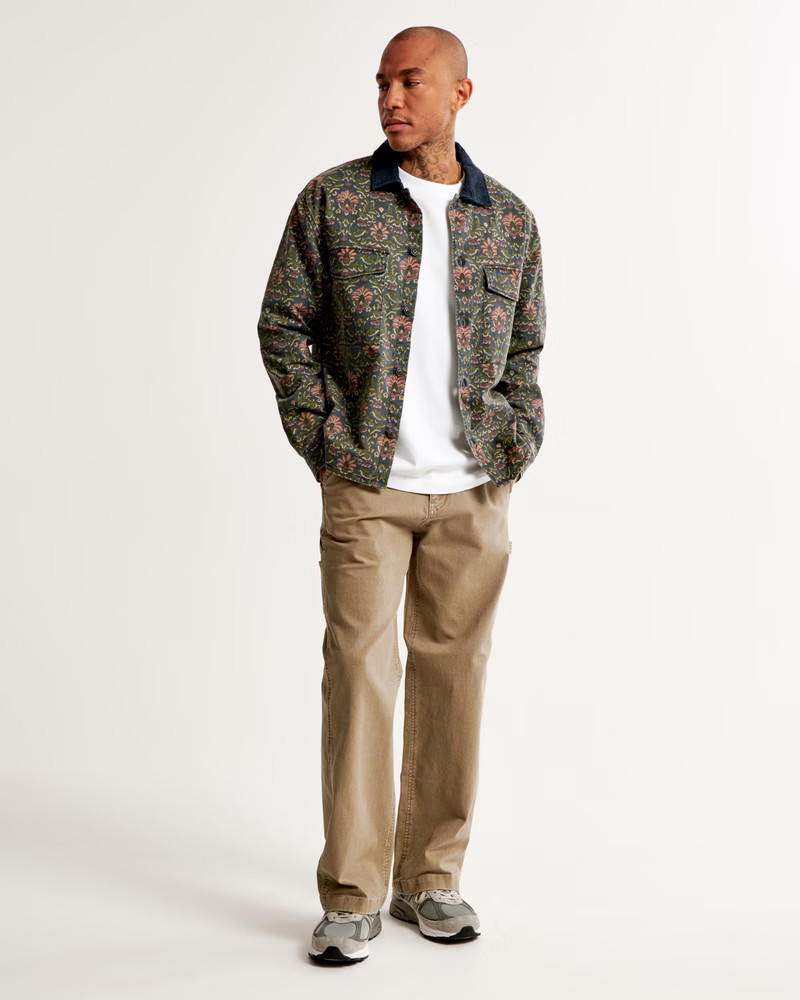 Twill Tapestry Shirt Jacket | Abercrombie & Fitch (US)