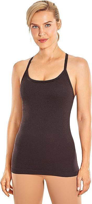 CRZ YOGA Seamless Workout Tank Tops for Women Racerback Athletic Camisole Sports Shirts with Buil... | Amazon (US)