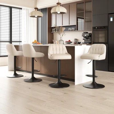 Swivel Counter Stool Upholstered Adjustable Height with Metal Frame | Wayfair North America