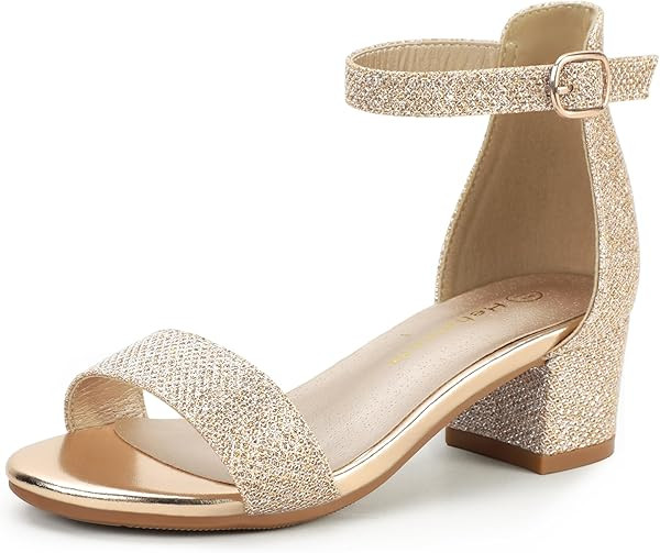 Hehainom Girls Heels Sandals Ankle Strap Dress Shoes Toddler Little Big Kid Flower Girl Wedding P... | Amazon (US)