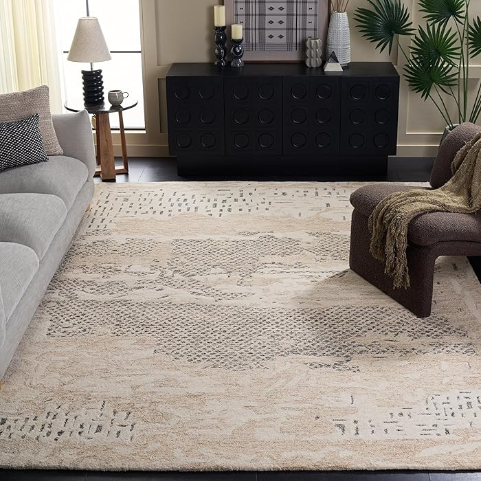 SAFAVIEH 9x12 Area Rug - Harvest Collection - Large - Beige & Grey, Handmade Wool, Ideal for Livi... | Amazon (US)