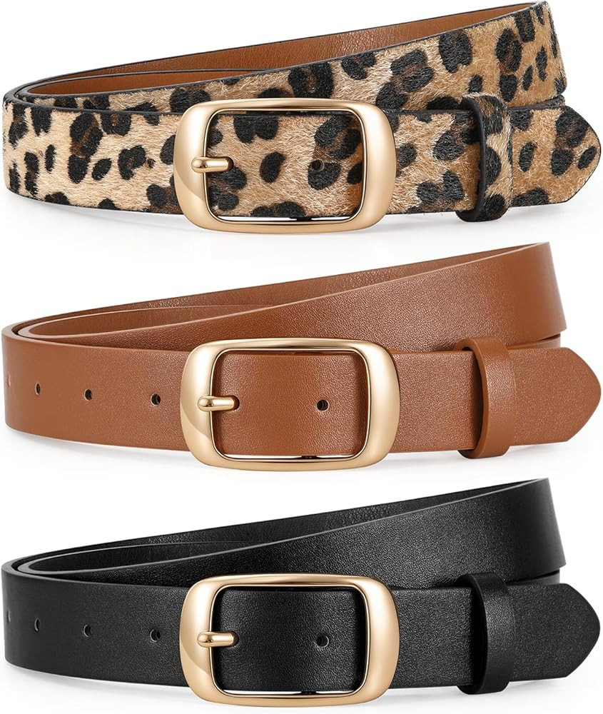 JASGOOD 3 Pack Leather Belts for Women Fashion Casual Plus Size Ladies Waist Belts for Jeans Pant... | Amazon (US)