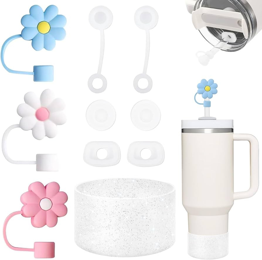 10 PCS Stanley Cup Accessories Set Including 6 Pcs Silicone Spill Proof Stopper, 3 Pcs 10mm Flowe... | Amazon (US)