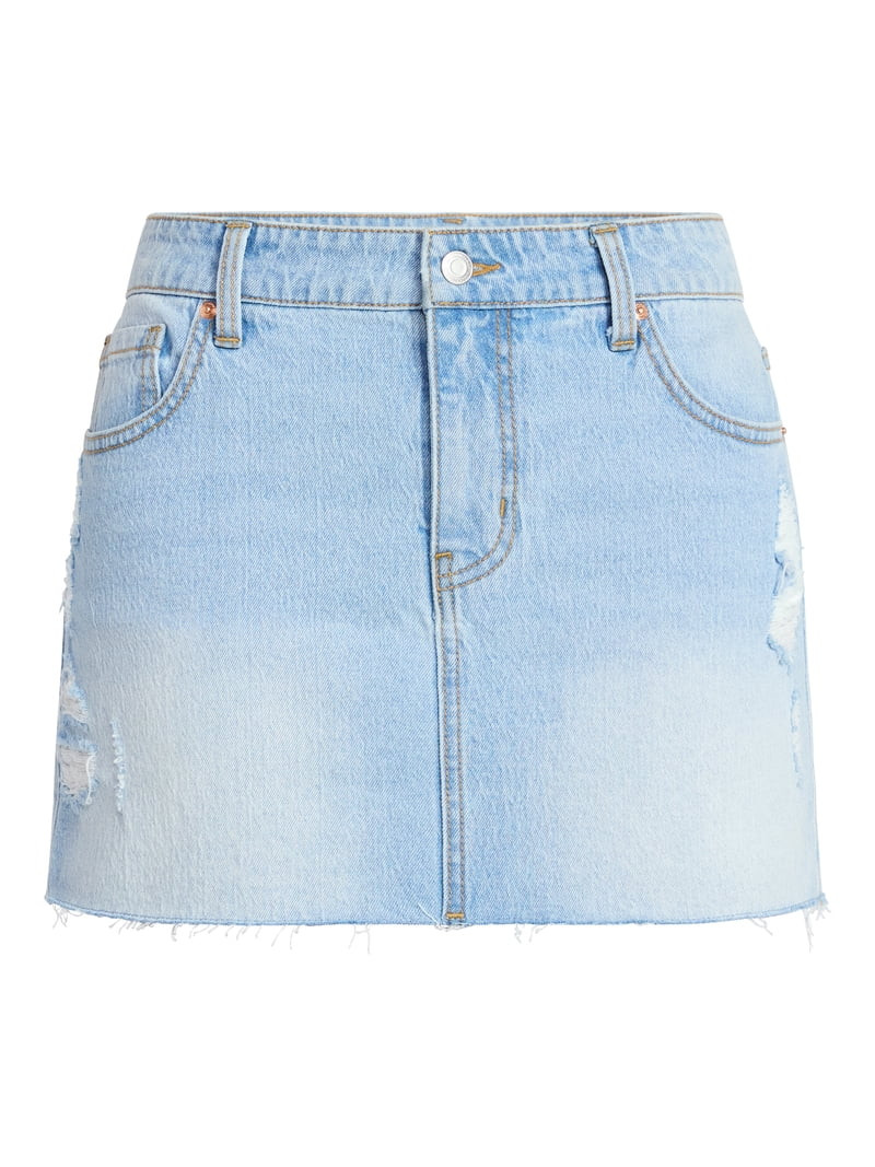 No Boundaries Denim Mini Skirt, Women's XXS-XXL | Walmart (US)