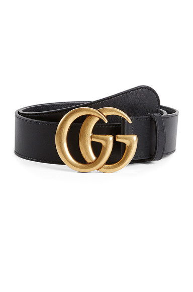 Gucci Leather Belt With Double G Buckle In Nero in Black | FWRD 