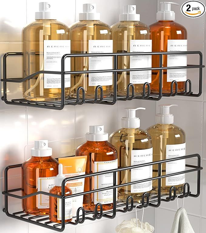 Coraje Adhesive Shower Caddy, [2-Pack] Shower Organizer, Large Capacity Rustproof Shower Shelves,... | Amazon (US)