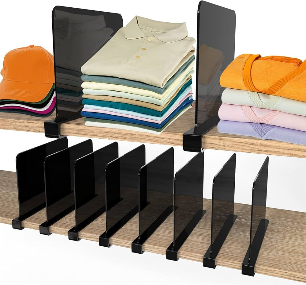 Hmdivor 10pcs Acrylic Shelf Dividers, Closets Shelf and Closet Separator for Organization in Bedr... | Amazon (US)