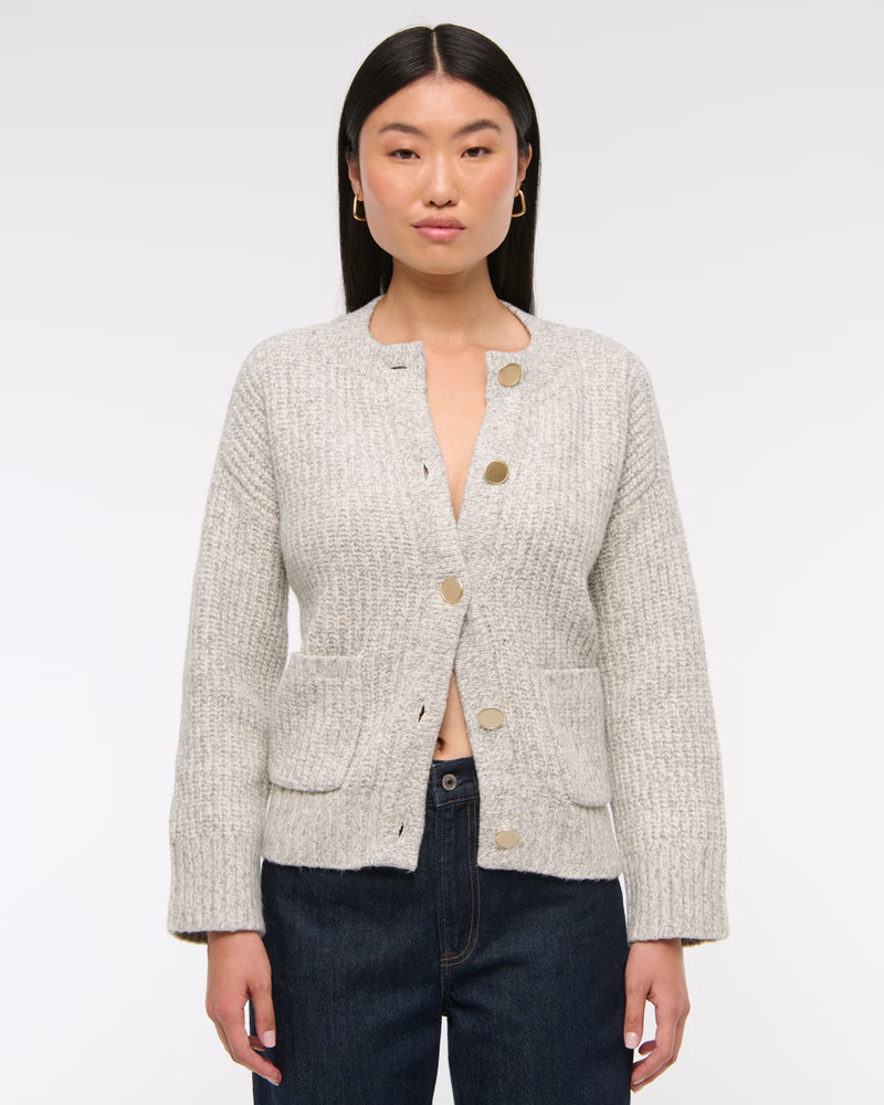 Women's Relaxed Hardware Crew Cardigan | Women's New Arrivals | Abercrombie.com | Abercrombie & Fitch (US)