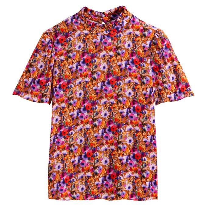 Blouse col montant, imprimée fleurs | La Redoute (FR)