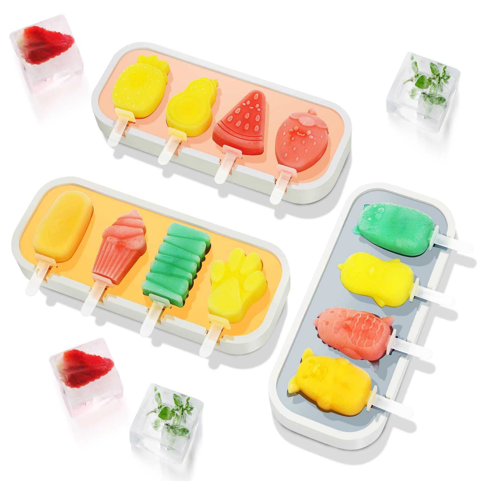 3 Set Small Popsicle Molds for Toddlers Kids, BPA Free & Freezer Safe Silicone Popsicles Molds wi... | Amazon (US)