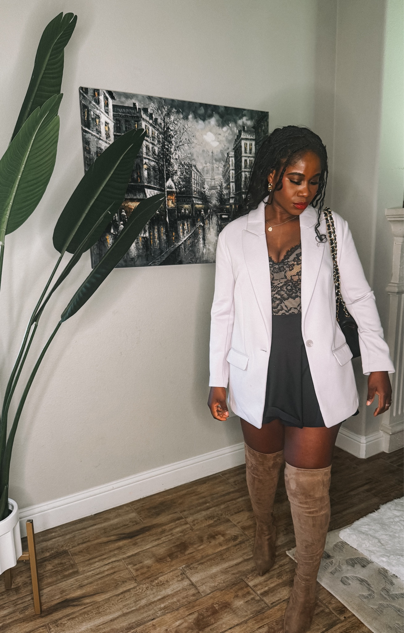 POV: when the blazer turns the whole outfit into THAT girl energy 🤍✨ classy on top, a little spicy underneath…exactly how I like it 💁🏽‍♀️ #OOTD #BlazerOutfit #ThighHighBoots #DateNightLook #EffortlessStyle #BaddieStyle #NeutralAesthetic #ConfidenceBoost #StyleInspo #MomStyle

#LTKmomlife #LTKdayinmylife #LTKgrwm
