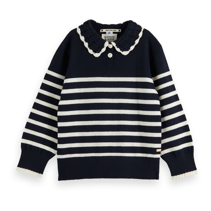 Striped Crochet Jumper | Navy blue | Smallable