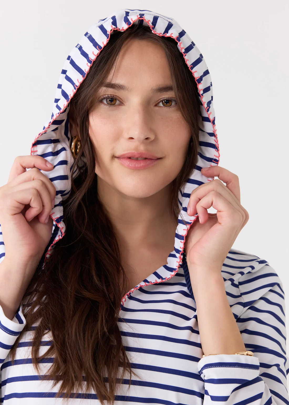 Navy Stripe Hooded Cover Up | Cabana Life