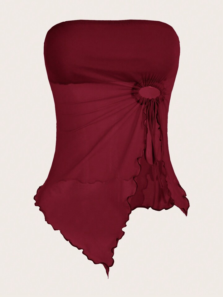 SHEIN ICON Drawstring Side Asymmetrical Hem Tube Asymmetrical Top | SHEIN