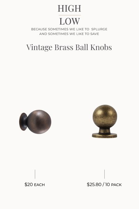 Heirloom quality aged brass ball knobs for cabinets or dressers, along with an amazing designer dupe. 


#LTKhome #LTKFind #LTKunder50